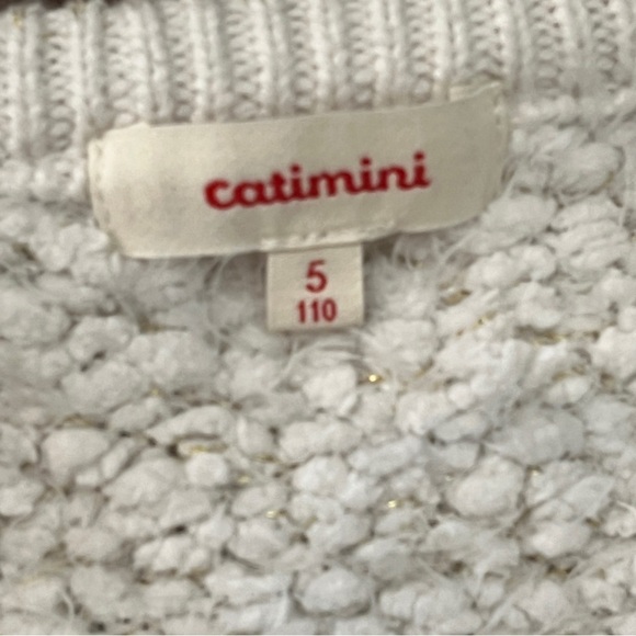 Catamini Polyester Lambs Wool Blend Fuzzy Floral Knit Sweater Girls Size 5 - Picture 7 of 8